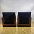 Blue Art Deco Armchairs in Walnut Burl and Navy Blue Striped Velvet, 1930s, Set of 2 For Sale - Image 8 of 9