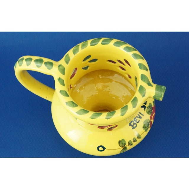 Yellow Majolica Ceramic Drink if You Can Jug Vase from Cooperativa Ceramica Imola, Italy, 1920s For Sale - Image 8 of 16