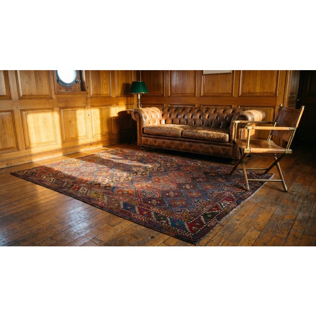 Textile 1880s Multicolor Geometric Tribal Antique Nw Persian Rug 4'3" X 9'0" Handwoven Wool Carpet For Sale - Image 7 of 8