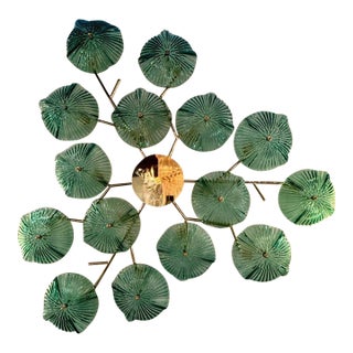 Murano Green Glass Disc Wall Art Sconce For Sale