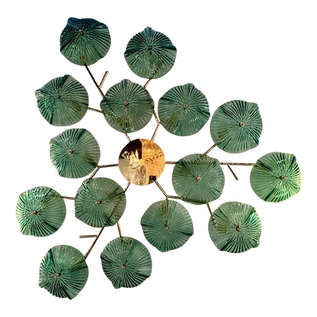 Murano Green Glass Disc Wall Art Sconce For Sale