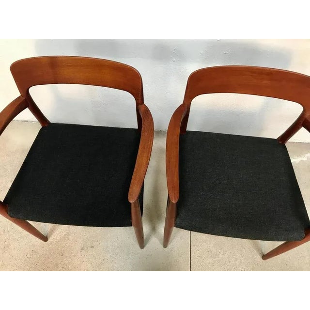 Brown Set of Danish Teak & Wool Model 56 Chairs by Niels O. Møller for J.L. Møllers, 1954 For Sale - Image 8 of 16