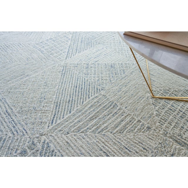 2020s Exquisite Rugs Caprice Tufted New Zealand Wool & Cotton Light Blue/Ivory Rug-9'X12' For Sale - Image 5 of 7
