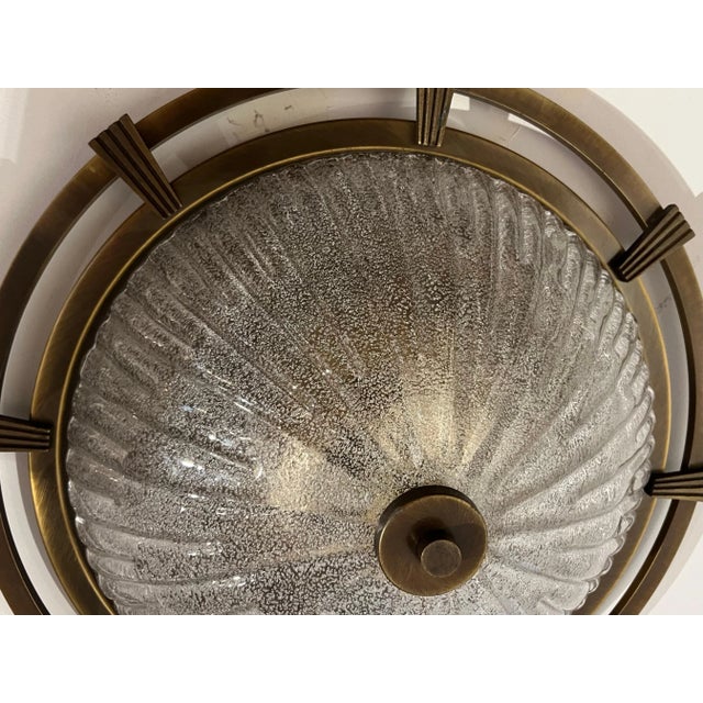 Large Nautical 1960 German Mid Century Flush Lamp Kaiser Leuchten Murano Glass For Sale - Image 9 of 12