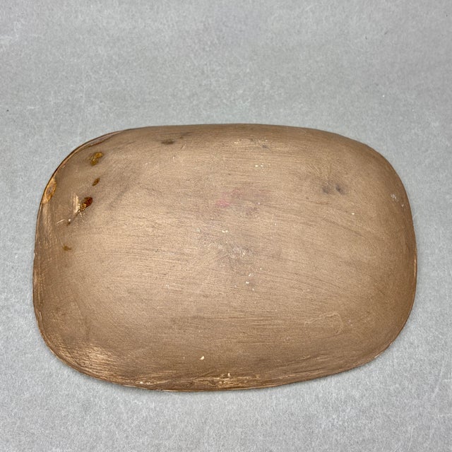 Vintage Mid-Century Studio Art Pottery Mustard Yellow and Brown Striped Ceramic Dish Catchall For Sale In New York - Image 6 of 6