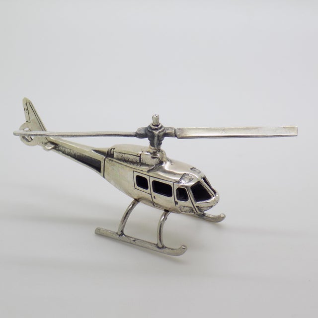 Vintage Italian Handmade Silver Helicopter Figurine from Raspini Gioielli, Tuscany, Italy, 1980s For Sale - Image 3 of 11