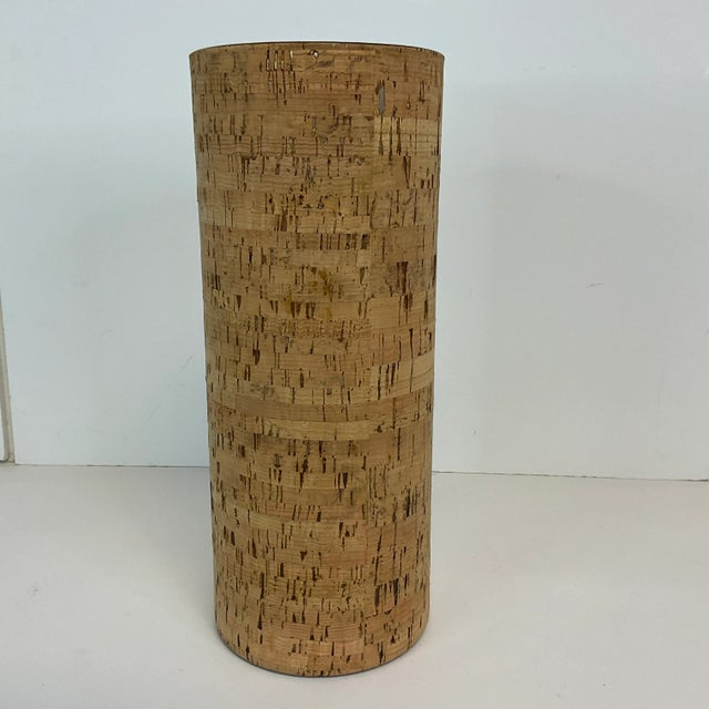 Brutalist 1970s Vintage Boho Chic Cork Wrapped Glass Cylinder Vase. For Sale - Image 3 of 9