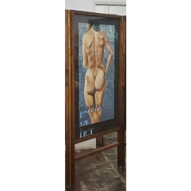 Blue 1970s David Segel 3 Panel Floor Screen Signed & Titled "Parts of Her" Original Artwork For Sale - Image 8 of 11