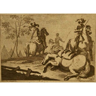 Landscape - Soldiers on Horseback - Original Etching by F. Simonini - 1720 ca. 1720 ca. For Sale