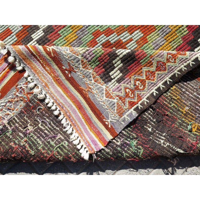 Timeless Handmade Embroidered Nomadic Kilim - 80"x135" For Sale - Image 11 of 12