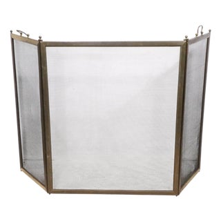 Vintage Folding Fireplace Screen Spark Guard For Sale