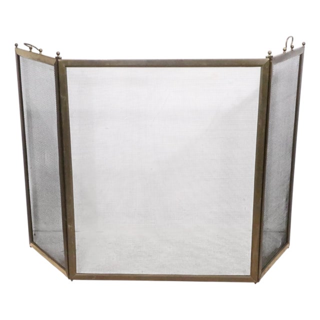 Vintage Folding Fireplace Screen Spark Guard For Sale