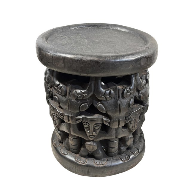 1980s Vintage Lg Tribal Nobility Bamileke Spider Stool/Table Cameroon 16.5" H For Sale - Image 5 of 9