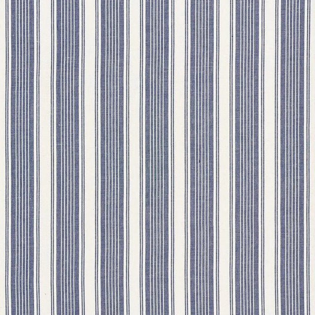 Schumacher X Mark D. Sikes Ojai Stripe in Indigo Fabric For Sale