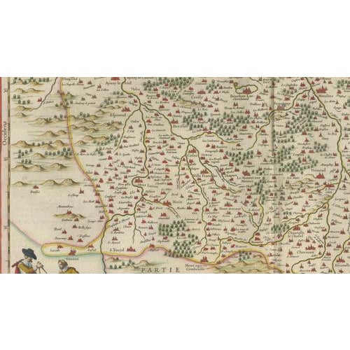 Paper Antique Map of Bourbonnais, Moulins and Vichy from Blaeu, France, 1642 For Sale - Image 7 of 10