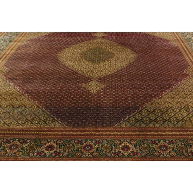 Vintage Wool & Silk Persian Mahi Tabriz Rug - 09'10 X 13'01 For Sale - Image 4 of 5