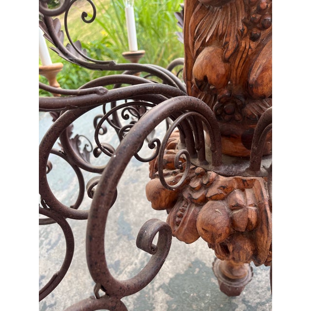 Late 20th Century Late 20th Century Country French Hand Carved Wood With Scrolling Wrought Iron Arms For Sale - Image 5 of 8