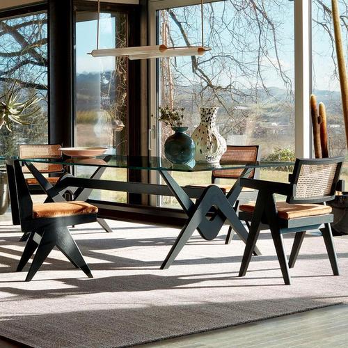 Black 056 Capitol Complex Dining Table and Chairs by Pierre Jeanneret for Cassina, Set of 5 For Sale - Image 8 of 9