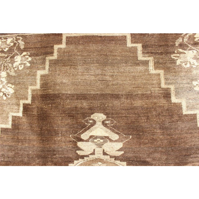 Brown Mid 20th Century Vintage Brown Turkish Rug With Geometric Design in Various Brown Colors For Sale - Image 8 of 10