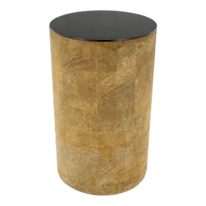 Mid Century Modern Faux Bamboo 30" Tall Round Cylinder Black Top Pedestal Stand
