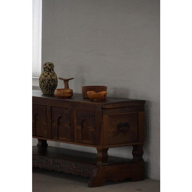 Danish Baroque Oak Sideboard with Carved Details, 1700s-1750s For Sale - Image 5 of 17