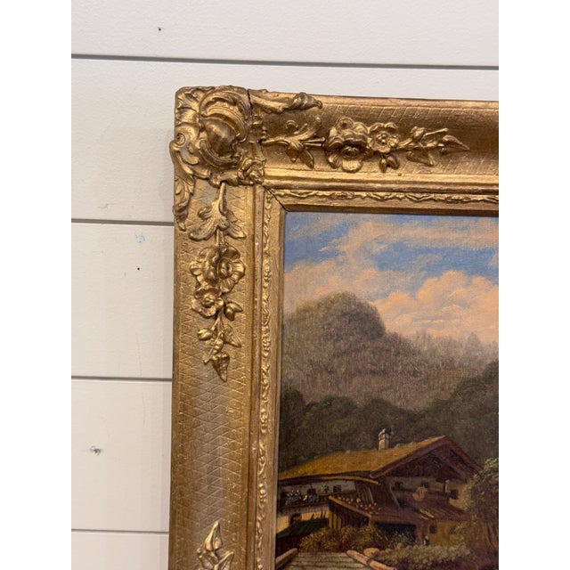 19th Century 19th Century Oil "Fishing by the Lodge" For Sale - Image 5 of 9