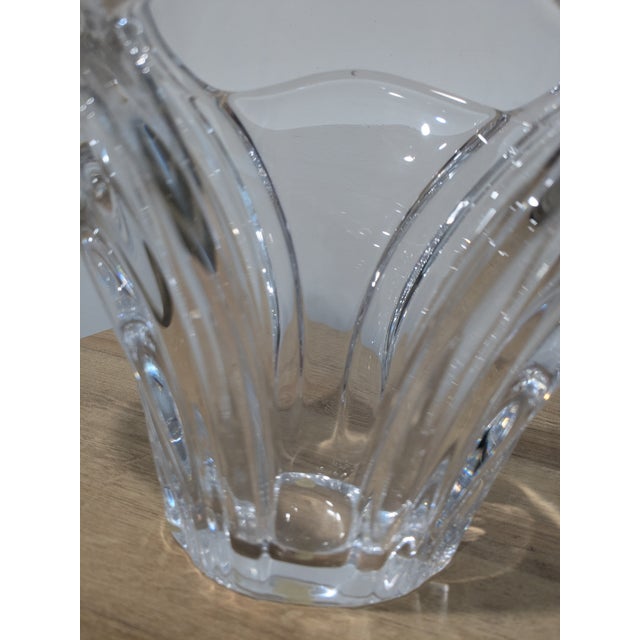 Art Vannes Vintage Art Vannes Le Chatel French Mid Century MCM Crystal Glass Vase 12'' For Sale - Image 4 of 7