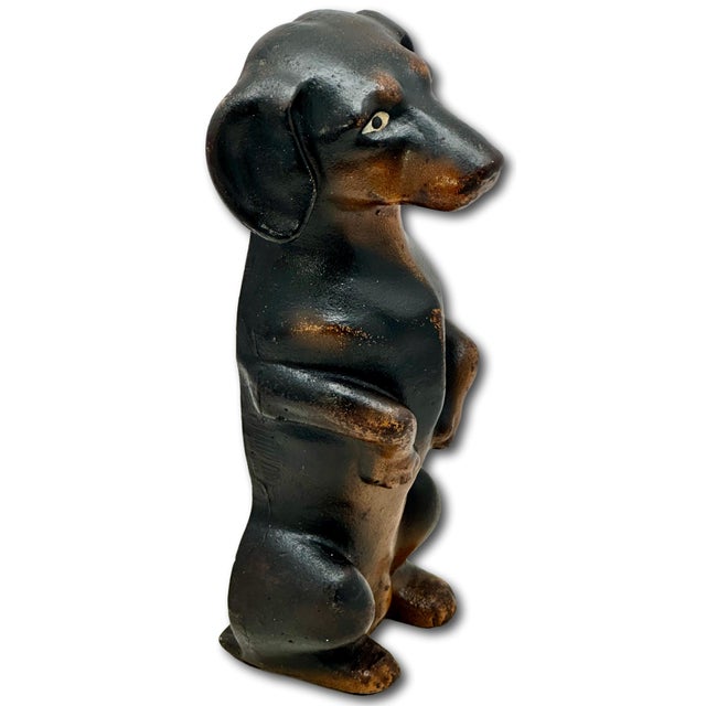 Outstanding & Very Rare Large Vintage Cast Iron "Begging Dachshund" Signed by Maker & Dated 1931 - 11 Inches Tall For Sale In Boston - Image 6 of 18