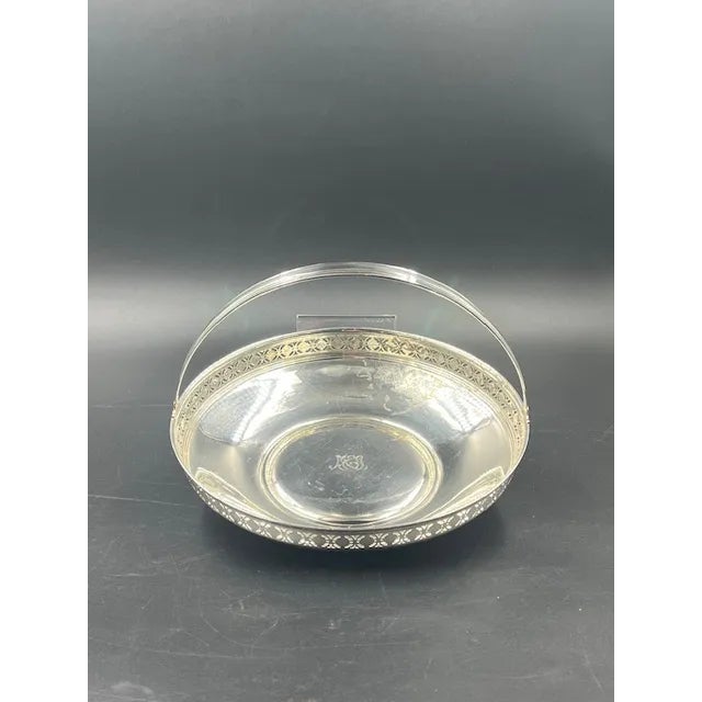 Tiffany & Co. Mid 20th Century Sterling Silver Brides Basket With Handle For Sale - Image 6 of 12