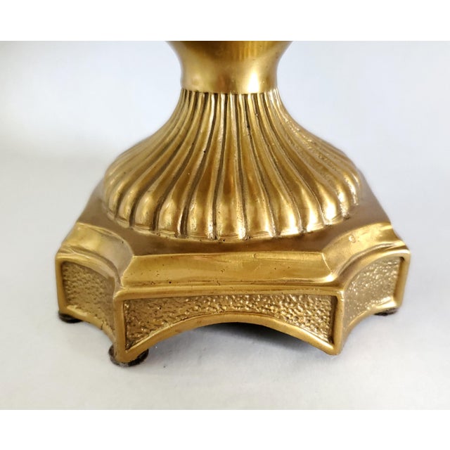 Footed Bowl or Urn Celadon Green & Brass Candy Dish For Sale - Image 11 of 12