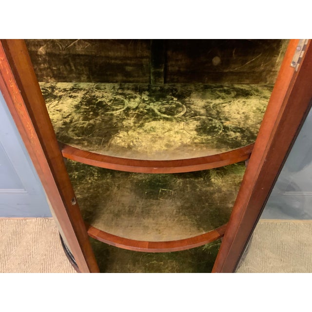 Brown Antique Inlaid Bow Fronted Display Cabinet, 1900 For Sale - Image 8 of 18
