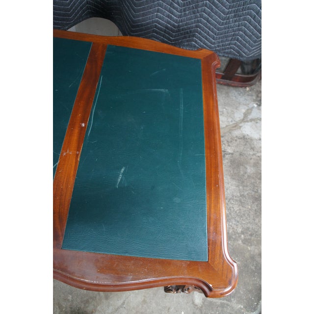 Vintage Chippendale Style Mahogany Carved Leather Inset Executive Office Desk For Sale - Image 10 of 18