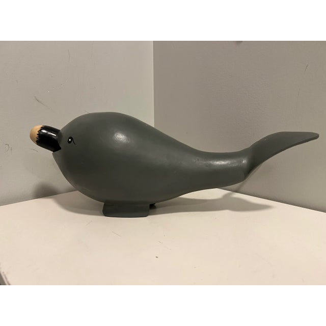 American Marie Jeff (1926-2020), Folk Art, Jonah & the Whale, Hand Painted Gourd, Signed For Sale - Image 3 of 6