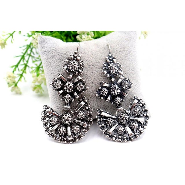 Silver Earrings, Set of 2 For Sale - Image 6 of 6