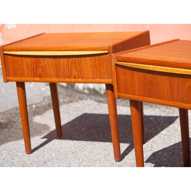 Vintage Teak Veneer Bedside Tables, Denmark, 1960, Set of 2 For Sale - Image 10 of 13