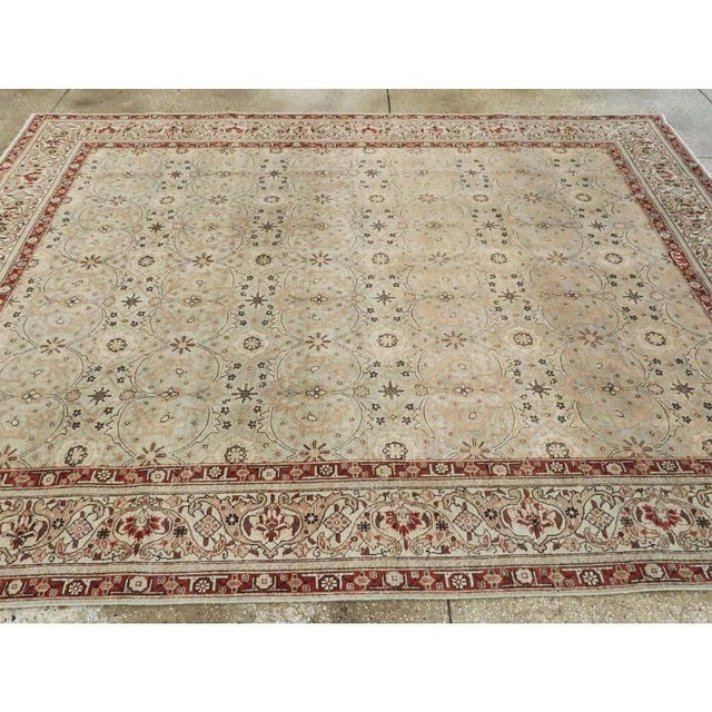 Beige Galerie Shabab Collection Early 20th Century Handmade Persian Tabriz Small Room Size Carpet For Sale - Image 8 of 10