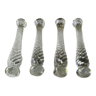 1930s Art Deco Cambridge Glass Cocktail Muddlers, Crystal Barware Set of 4, Nantucket Estate For Sale