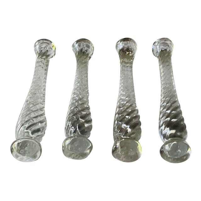 1930s Art Deco Cambridge Glass Cocktail Muddlers, Crystal Barware Set of 4, Nantucket Estate For Sale