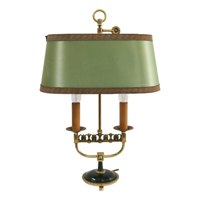 French Hollywood Regency Brass Bouillotte 2-Light Table Lamp, 1960s For Sale