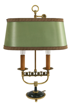 French Hollywood Regency Brass Bouillotte 2-Light Table Lamp, 1960s