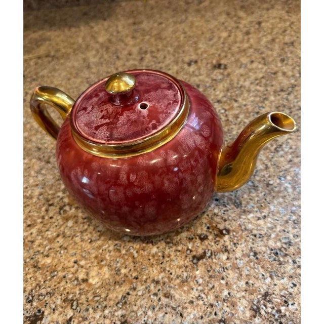 Early 20th Century Vintage Sudlow's Teapot Burslem Burgundy With Gold Trim Large Fabulous For Sale - Image 5 of 6