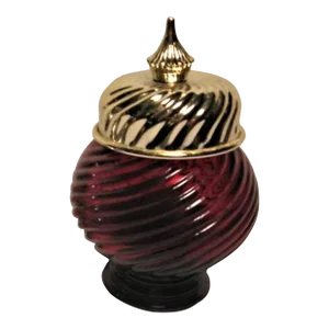 Vintage 1970s Avon Swirled Glass Jar Gold Cover Avon Ruby Red Collector Bottle