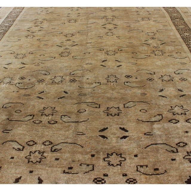 Unique Turkish Oushak With Overall Design in Cream, Gray and Brown Highlights For Sale In Atlanta - Image 6 of 9