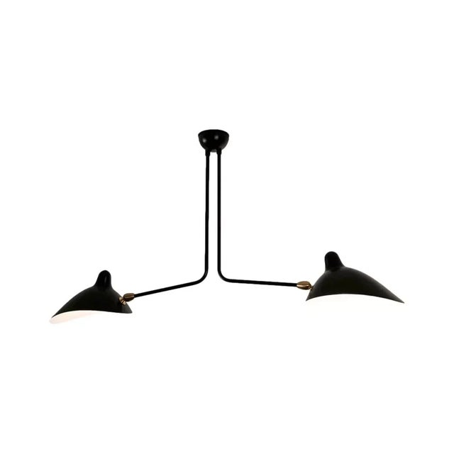 Abstract Authentic Serge Muille Two Arm Black Ceiling Light E12 New in Box For Sale - Image 3 of 3