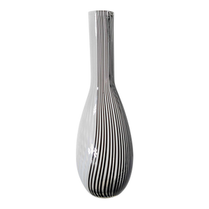 Mid-Century Modern Italian Murano Black and White Art Glass Bottle Vase
