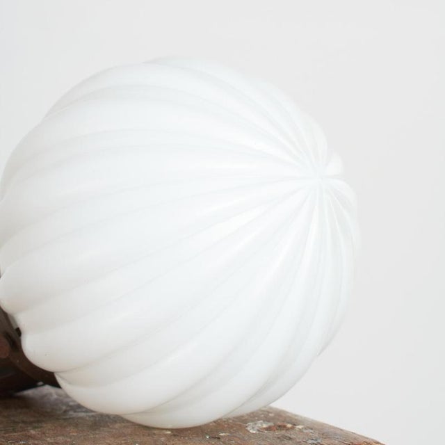 Antique Church Opaline Milk Glass Globe Pendant Light, 1940s For Sale - Image 6 of 8