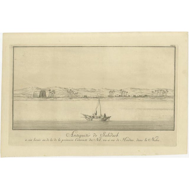 Antiquities of Sahdaab near the First Cataract – Egypt Engraving, c.1755 This engraved view depicts the antiquities of...