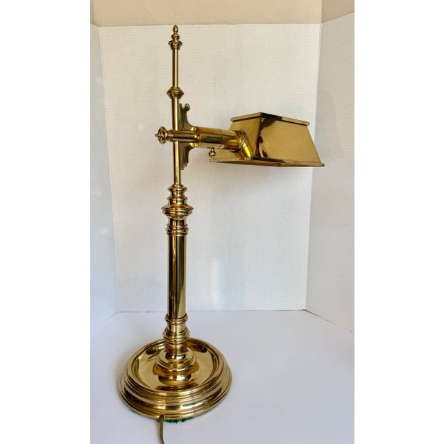 Vintage Brass Library Table Desk Lamp With Pierced Shade Attributed to Chapman For Sale - Image 12 of 12
