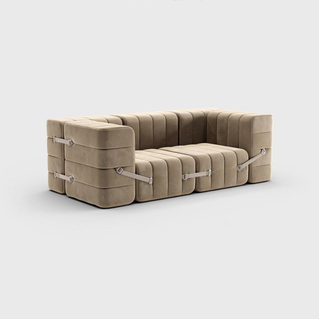 Not Yet Made - Made To Order Curt Modular Set - Flexible 2-Seater with Armrests - Barcelona - Vole - V3347/15 (Grey / Brown) by Ambivalenz, Set of 7 For Sale - Image 5 of 5