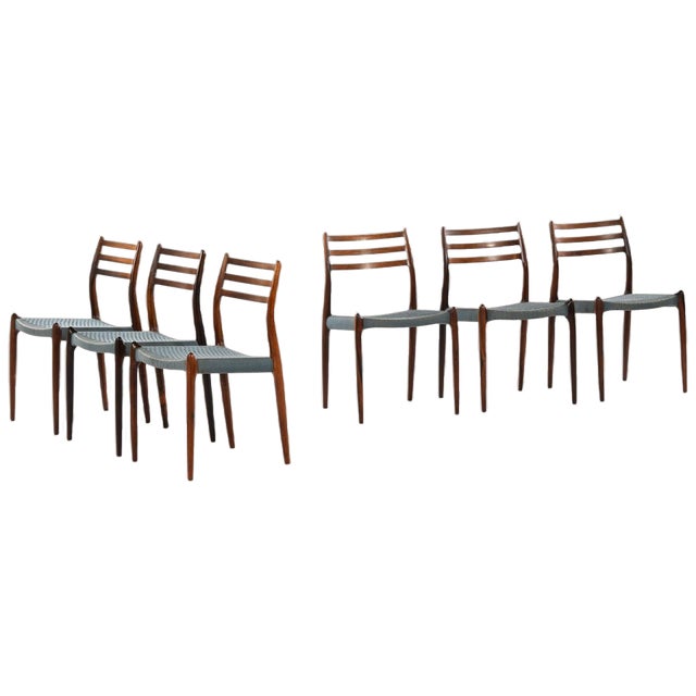 Model 78 Dining Chairs attributed to Niels O. Møller for J. L. Møllers Furniture Factory, 1960s, Set of 6 For Sale